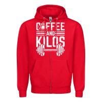 Red Coffee And Kilos Weightlifting Gift Zipper Hoodie - ArtChic