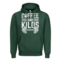 Sports Green Coffee And Kilos Weightlifting Gift Zipper Hoodie - ArtChic
