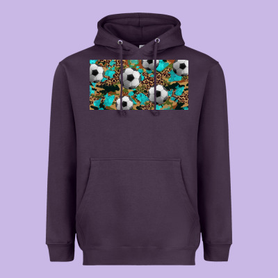 Western Leopard Camouflage Turquoise Soccer Licence Plate Template Heavyweight Hoodie Designed By Artiststas