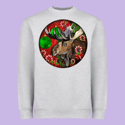 Moose Buck Deer Christmas Heavyweight Sweatshirt Designed By Lillyallendesigns