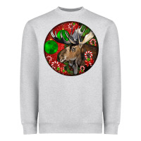 Heather Grey moose buck deer christmas Heavyweight Sweatshirt - LillyAllenDesigns