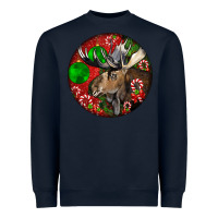 Navy moose buck deer christmas Heavyweight Sweatshirt - LillyAllenDesigns