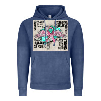 Vintage Denim cancer ribbon with angel wings Vintage Hoodie - CowGirlArtShop