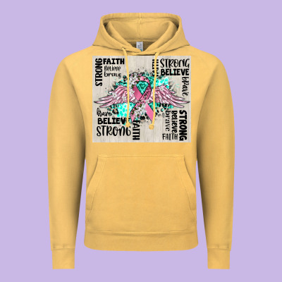 Cancer Ribbon With Angel Wings Vintage Hoodie Designed By Cowgirlartshop