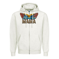 Oatmeal Heather Western American Mama With Sunflowers Zipper Hoodie - LillyAllenDesigns