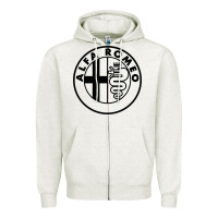 Oatmeal Heather alfa racing big Zipper Hoodie - PixelFlow