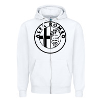 White alfa racing big Zipper Hoodie - PixelFlow