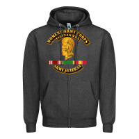 Charcoal Heather Womens Army Corps Vietnam Era Veteran Mother Day Gift Zipper Hoodie - trangStudio