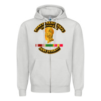 Dove Grey Womens Army Corps Vietnam Era Veteran Mother Day Gift Zipper Hoodie - trangStudio