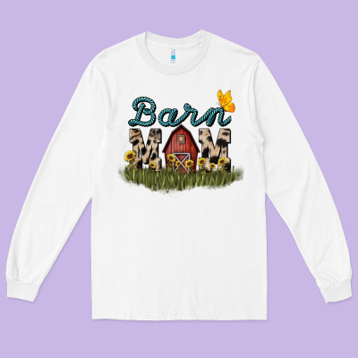 Barn Mom Sunflower Mother's Day Long Sleeve Tee Designed By Howdyjamesfarm