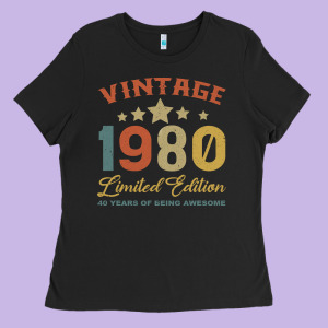 Vintage 1980 Clothes 40 Years Old Retro 40th Birthday Ladies Tee Designed By Bettercallsaul