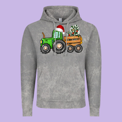 Christmas Tractor Vintage Hoodie Designed By Cowgirlartshop