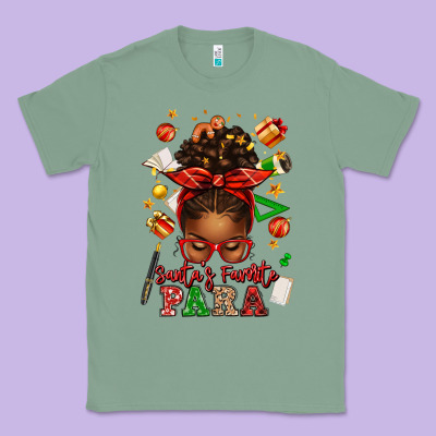 Santa's Favorite Para Afro Messy Bun Classic Tee Designed By Texasbilliewilder