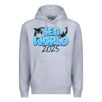 Heather Grey Sea World 2025 Premium Hoodie - CowhideDigitalArt