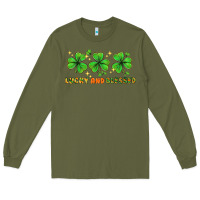 Army Green St. Patrick's Day lucky and blessed Long Sleeve Tee - HowdyJamesFarm
