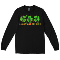 Black St. Patrick's Day lucky and blessed Long Sleeve Tee - HowdyJamesFarm