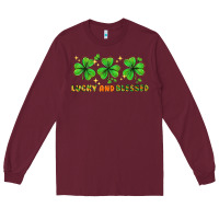 Burgundy St. Patrick's Day lucky and blessed Long Sleeve Tee - HowdyJamesFarm