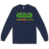 Navy St. Patrick's Day lucky and blessed Long Sleeve Tee - HowdyJamesFarm