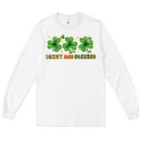 White St. Patrick's Day lucky and blessed Long Sleeve Tee - HowdyJamesFarm