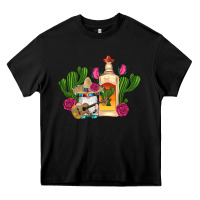 Mexican Tequila Gnomes Guitar Roses Cactus Serape Heavy Core Tee | Teevron