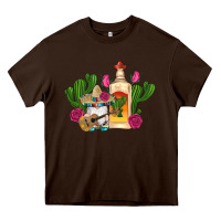 Chocolate Brown mexican tequila gnomes guitar roses cactus serape Heavy Core Tee - Artiststas