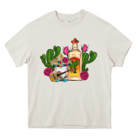 Cream mexican tequila gnomes guitar roses cactus serape Heavy Core Tee - Artiststas
