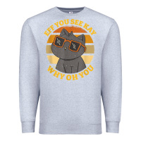 Heather Grey funny retro sunset eff you see kay why oh you cat lovers t shirt Premium Sweatshirt - ArtChic