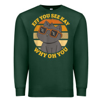 Sports Green funny retro sunset eff you see kay why oh you cat lovers t shirt Premium Sweatshirt - ArtChic