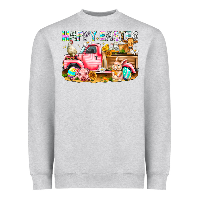 Happy Easter Animal Farm Truck Heavyweight Sweatshirt by CowhideDigitalArt | Teevron