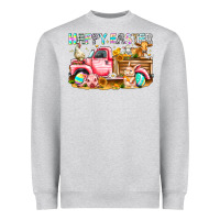Heather Grey Happy Easter Animal Farm Truck Heavyweight Sweatshirt - CowhideDigitalArt