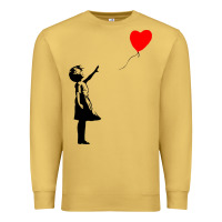 Antique Gold banksy girl with balloon Premium Sweatshirt - ArtChic