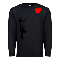 Black banksy girl with balloon Premium Sweatshirt - ArtChic
