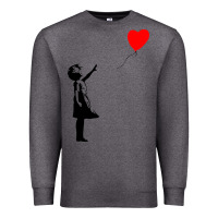 Charcoal Heather banksy girl with balloon Premium Sweatshirt - ArtChic