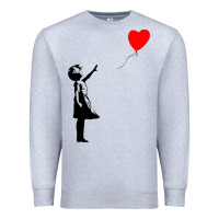Heather Grey banksy girl with balloon Premium Sweatshirt - ArtChic