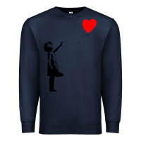 Navy banksy girl with balloon Premium Sweatshirt - ArtChic