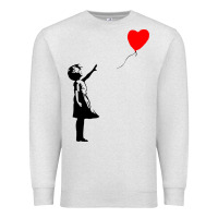 Oatmeal Heather banksy girl with balloon Premium Sweatshirt - ArtChic