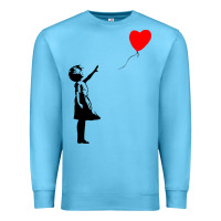 Ocean Blue banksy girl with balloon Premium Sweatshirt - ArtChic