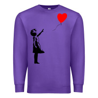 Purple banksy girl with balloon Premium Sweatshirt - ArtChic