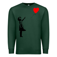 Sports Green banksy girl with balloon Premium Sweatshirt - ArtChic