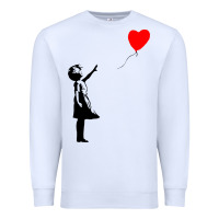 White banksy girl with balloon Premium Sweatshirt - ArtChic