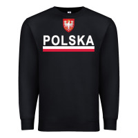 Sporty Polska Flag And Emblem Polish Coat Of Arms Pullover Hoodie Premium Sweatshirt | Teevron