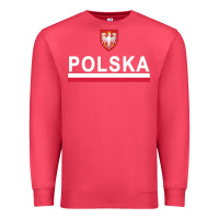 Cardinal Sporty Polska Flag And Emblem Polish Coat Of Arms Pullover Hoodie Premium Sweatshirt - ArtChic