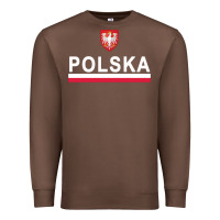 Chestnut Sporty Polska Flag And Emblem Polish Coat Of Arms Pullover Hoodie Premium Sweatshirt - ArtChic
