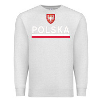 Oatmeal Heather Sporty Polska Flag And Emblem Polish Coat Of Arms Pullover Hoodie Premium Sweatshirt - ArtChic