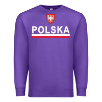 Purple Sporty Polska Flag And Emblem Polish Coat Of Arms Pullover Hoodie Premium Sweatshirt - ArtChic
