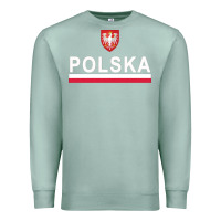 Seafoam Sporty Polska Flag And Emblem Polish Coat Of Arms Pullover Hoodie Premium Sweatshirt - ArtChic