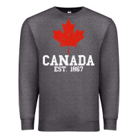 Charcoal Heather vintage canada est.1867 maple leaf canadian flag r Premium Sweatshirt - ArtChic