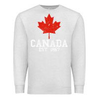 Oatmeal Heather vintage canada est.1867 maple leaf canadian flag r Premium Sweatshirt - ArtChic