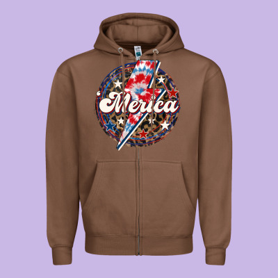 Western Merica Patriotic Zipper Hoodie Designed By Lillyallendesigns