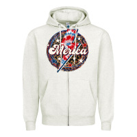 Oatmeal Heather Western Merica Patriotic Zipper Hoodie - LillyAllenDesigns